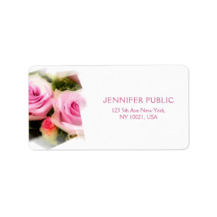 Roses Elegant Design Floral Art Flowers Address Label