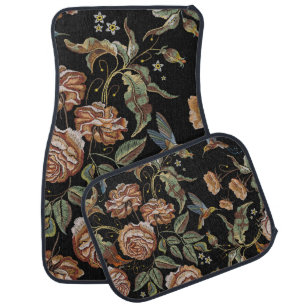 Roses Embroidery, Renaissance Style. Car Floor Mat