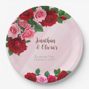 Roses Engagement Party Paper Plates