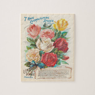 Roses Ephemera Vintage Retro Gift Jigsaw Puzzle