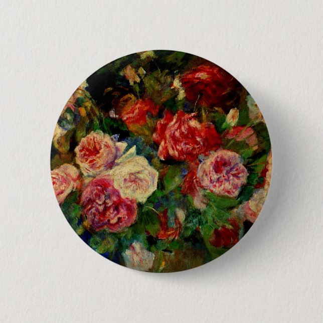 Roses, famous Renoir painting, Button (Front)
