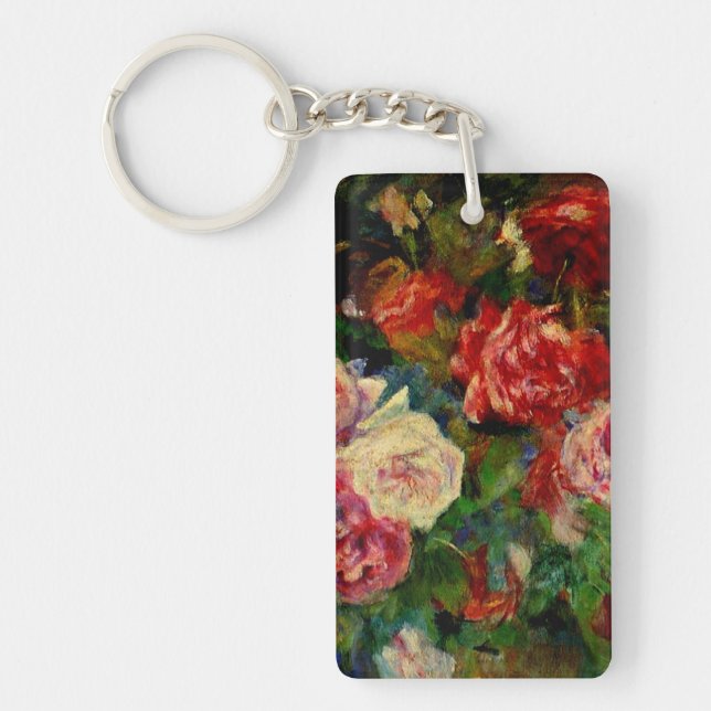Roses, famous Renoir painting, Keychain (Front)