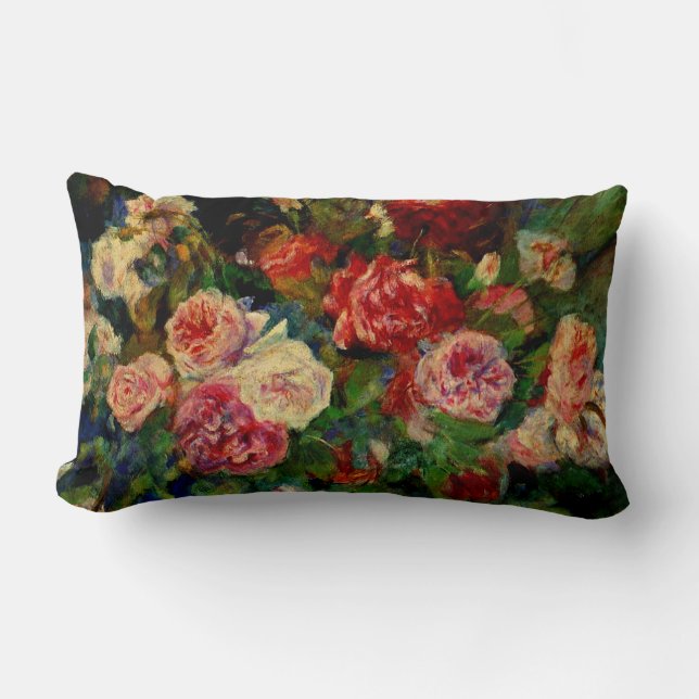 Roses, famous Renoir painting, Lumbar Pillow (Front)