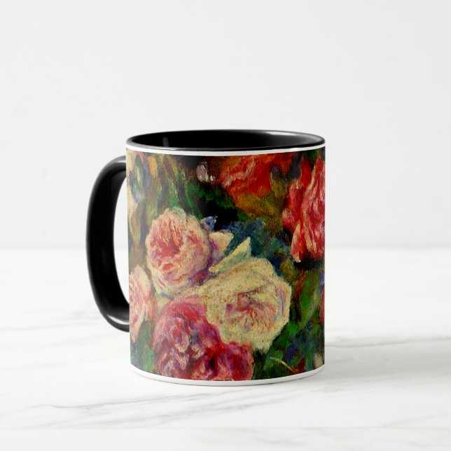 Roses, famous Renoir painting, Mug (Front Left)