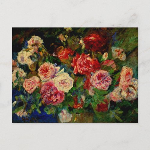 Roses famous Renoir painting Postcard