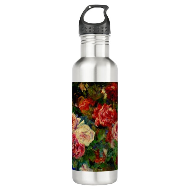 Roses, famous Renoir painting, Stainless Steel Water Bottle (Front)