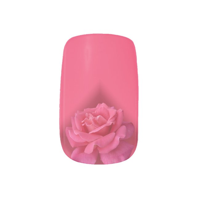 Roses Fingernail Decals Pink Rose Nail Art (Left Thumb)