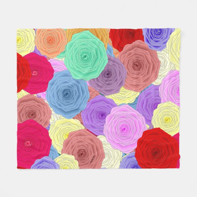 Roses Fleece Blanket (Front (Horizontal))