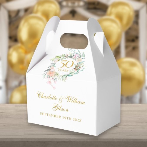Roses Floral 50th Golden Wedding Anniversary Favor Boxes