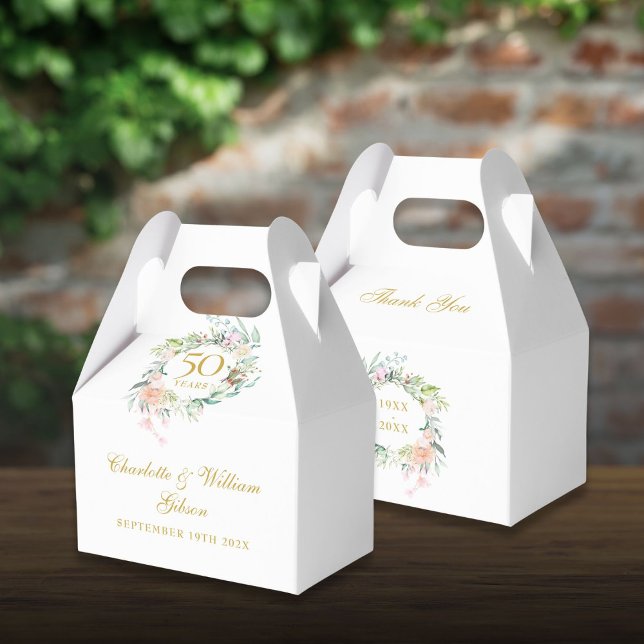 Roses Floral 50th Golden Wedding Anniversary Favor Boxes (Roses Floral 50th Golden Wedding Anniversary Favor Boxes)
