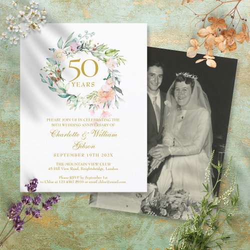 Roses Floral 50th Golden Wedding Anniversary Photo