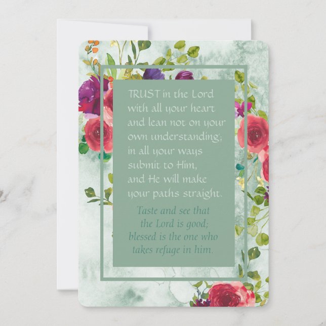 Roses Floral Border Inspirational Scripture Card (Front)