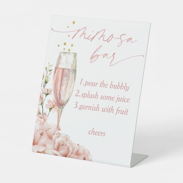 Roses Floral Brunch and bubbly Mimosa bar sign (Front)