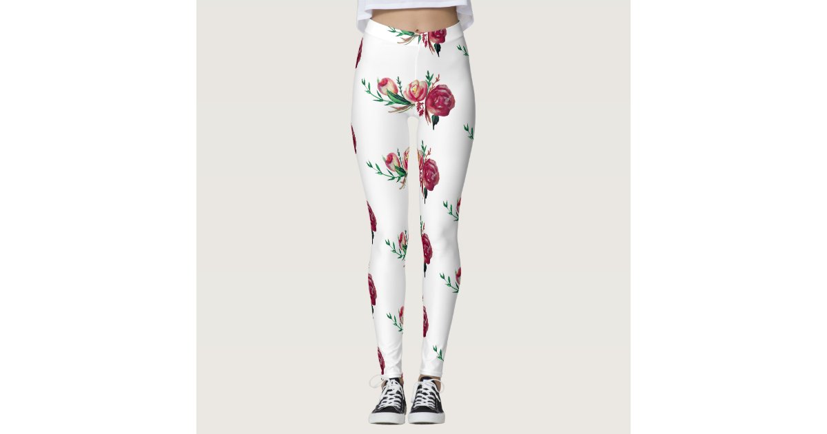 Pink Rose Floral Men's Leggings