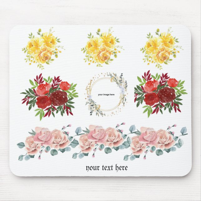 Roses floral customizable placeholder for pic mouse pad (Front)