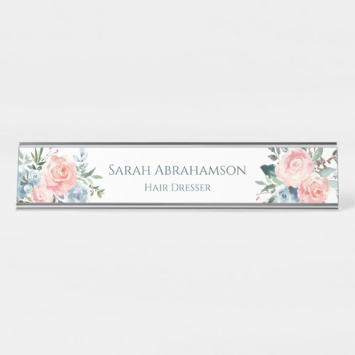 Roses Floral Desk Station Sign Name Plate