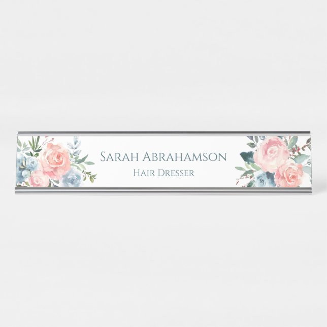 Roses Floral Desk Station Sign Name Plate (Front)