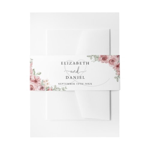 Roses Floral Elegant Heart Wedding Invitation Belly Band