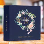 Roses Floral Gold Monogram Navy Blue Office School 3 Ring Binder<br><div class="desc">Pretty initial monogram binder,  featuring an elegant script name and initial that is framed by a delicate watercolor floral rose garland. Designed by Thisisnotme©</div>