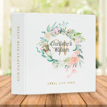 Roses Floral Gold Monogram Wedding Album 3 Ring Binder<br><div class="desc">Pretty monogram wedding album binder,  featuring an elegant script name and initial that is framed by a delicate watercolor floral rose garland. Designed by Thisisnotme©</div>