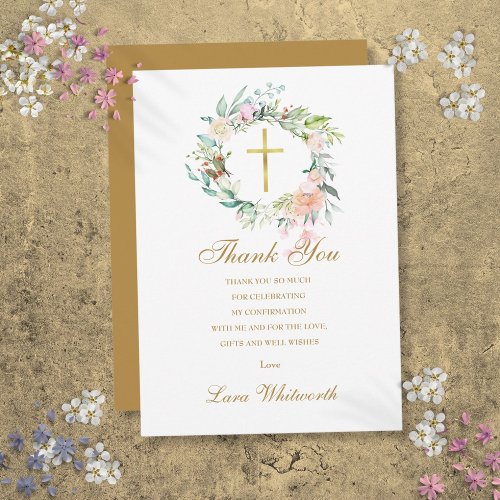 Roses Floral Gold Script Confirmation
