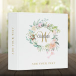 Roses Floral Gold Script Monogram Office School 3 Ring Binder<br><div class="desc">Pretty initial monogram binder,  featuring an elegant script name and initial that is framed by a delicate watercolor floral rose garland. Designed by Thisisnotme©</div>