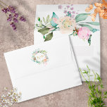 Roses Floral Gold Script Monogram Return Address Envelope<br><div class="desc">Featuring watercolor roses greenery on the inner,  this chic return address envelope can be personalized with your monogram initials,  names and address in elegant gold typography. Designed by Thisisnotme©</div>