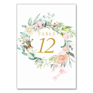 Roses Floral Gold Table Numbers