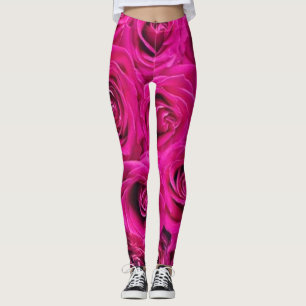 Roses floral green red black modern Leggings style