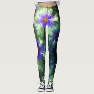 Roses Floral Green Red  Modern Chic Style Leggings