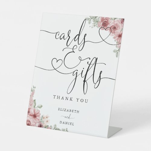 Roses Floral Heart Script Cards And Gifts Pedestal Sign