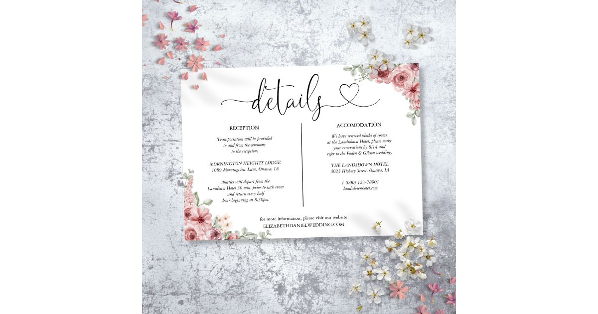 Hope Freestyle Script With Roses Roses Floral Heart Script Details Information Card | Zazzle