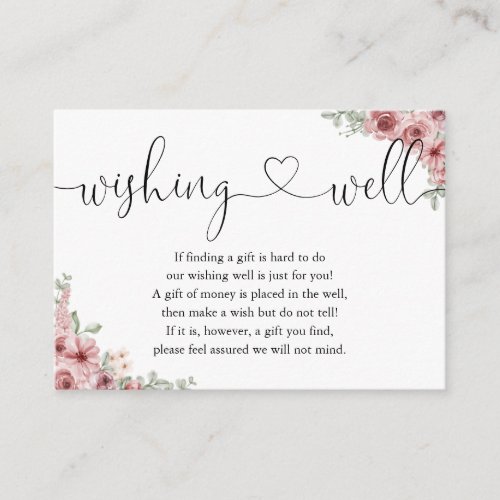 Roses Floral Heart Script Wishing Well Wedding Enclosure Card