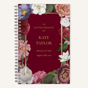 Roses Floral In Loving Memory Funeral Guest Book