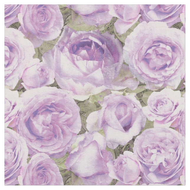 Roses Floral Lavender Purple Pattern Fabric (Close Up)