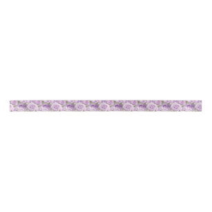 Roses Floral Lavender Purple Pattern Satin Ribbon