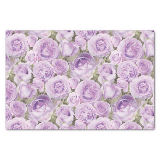 Roses Floral Lavender Purple Pattern Tissue Paper