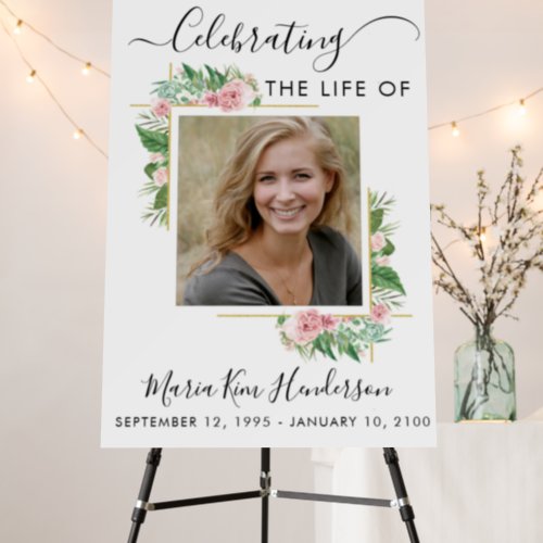 Roses Floral Memorial Service Funeral Welcome Sign