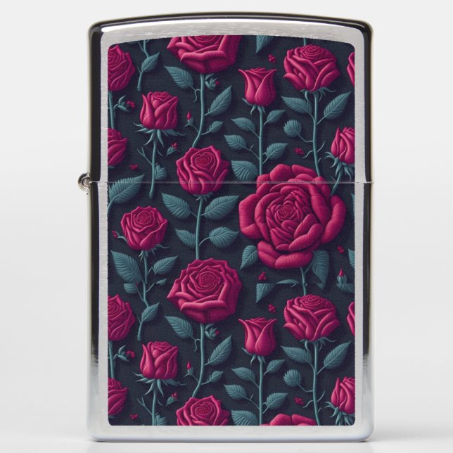 roses floral pattern zippo lighter (Front)