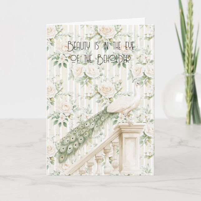 Roses Floral Peacock Beauty Is Love Card (Front)