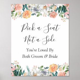 Roses Floral Pick a Seat Wedding Sign