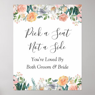 Roses Floral Pick a Seat Wedding Sign