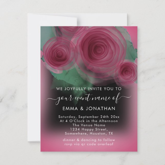 Roses Floral QR Code Marsala Beetroot Black (Front)