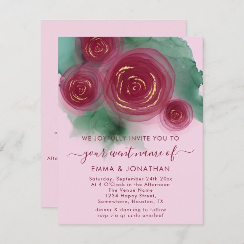 Roses Floral QR Code Pink Marsala Greenery