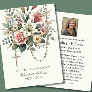 Roses Floral Rosary  Funeral Memorial Prayer 