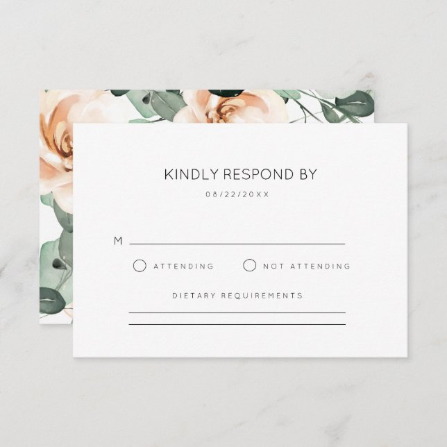 Roses Floral Wedding  RSVP Card (Front/Back)