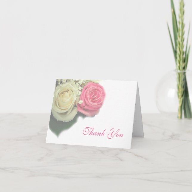 roses, floral, wedding, Thank You Card, template (Front)