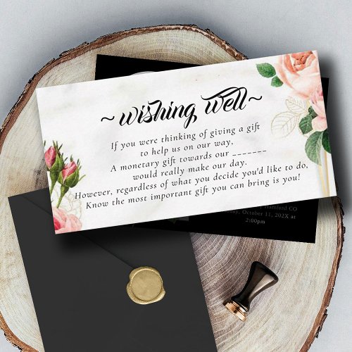 Roses Floral Wishing Well for Wedding Enclosure Card