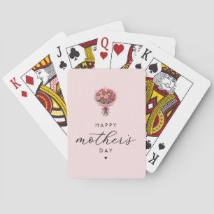 Roses Flower Bouquet Happy Mother's Day Elegant Poker Cards