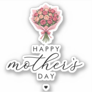 Roses Flower Bouquet Happy Mother's Day Elegant Sticker